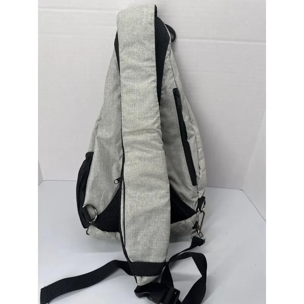 Bella Russo crossbody sling bag over shoulder padded strap gray chest bag